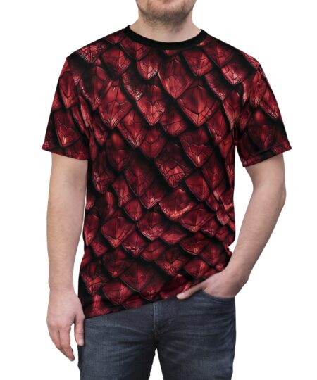 Red Dragon Scale Armor Tee — All-Over Print Fantasy Shirt