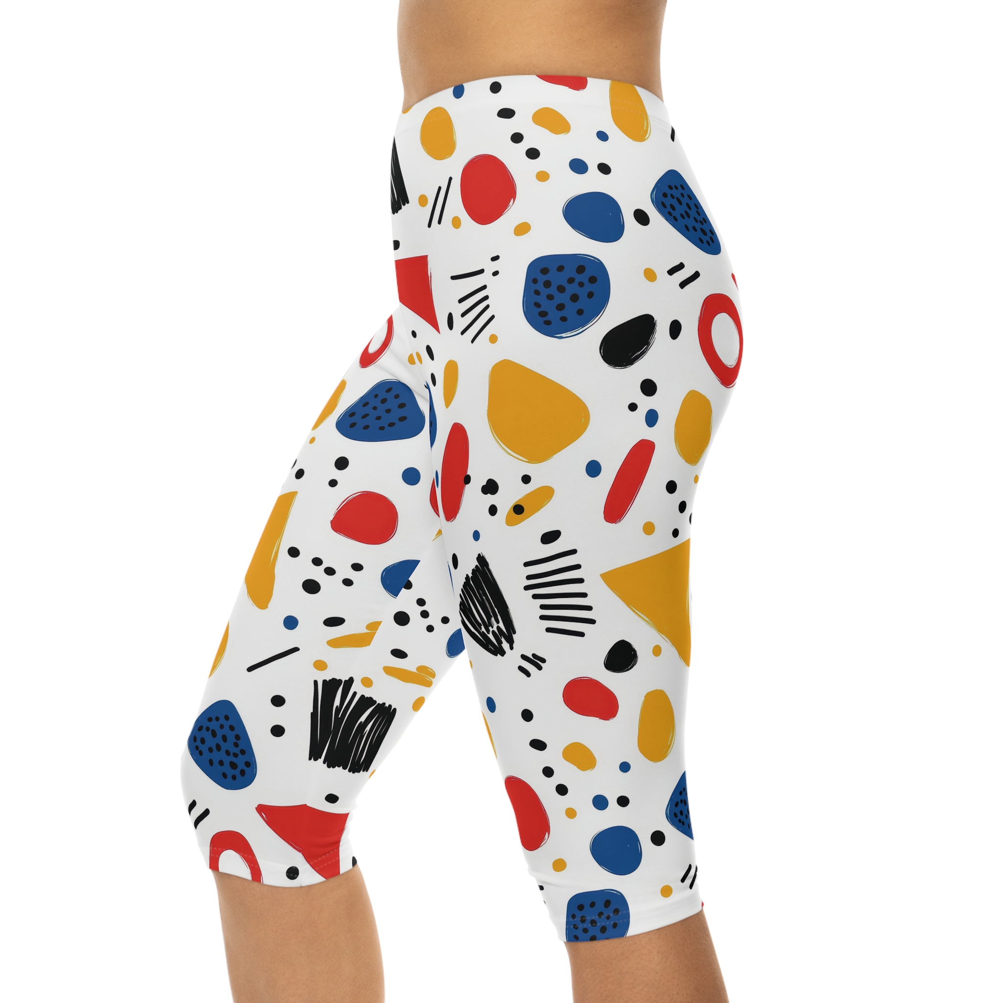 Stretchy Colorful Women’s Capri Leggings – eye-catching printed capri pants - Detail View 7