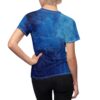 Blue abstract texture, brush strokes, gradient shades, all over print, sublimation tee