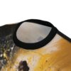 Splashes of yellow, white, and black paint cover this 3D graphic t-shirt, with abstract splatters and streaks.
