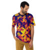 Yellow, orange, and pink numbers cover this oversized full print tee, with a dark blue background and overlapping digits creating a dynamic pattern.