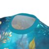 All over print sublimation tee with a mystical blue floral graphic and golden leaves.