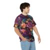 All over print t-shirt with a vibrant, detailed succulent floral graphic, featuring rich purples, pinks, and greens.
