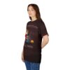 Anime girl with pumpkin, black cat, and gravestone Halloween graphic on an all over print sublimation tee.