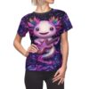 Whimsical Axolotl Guitar Tee for Women - Vibrant All Over Print Tee