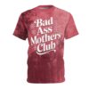Textured crimson brushstrokes cover this sublimation graphic tee, depicting retro white typography, pink daisy graphics.