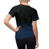 Black to navy blue ombre effect t-shirt for women, featuring a seamless gradient design.