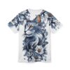 Stylish Blue Floral Cat Unisex Tee - Stylish Nature-Inspired Design – durable everyday unisex apparel