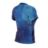 Textured blue brushstrokes cover this all over print apparel, depicting a vibrant abstract oil painting design.