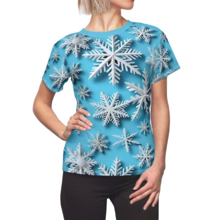 Winter Wonderland Women's All Over Print Tee - Snowflake Print for Cozy Style