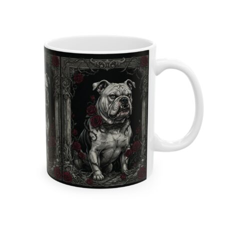 High-quality Bulldog Gothic Mug — Dark Rose Frame Ceramic Coffee Cup – dishwasher-safe printed mug