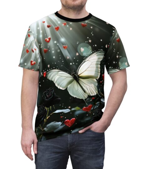 Butterfly & Hearts Unisex Tee – Romantic Graphic Shirt for Love Celebrations