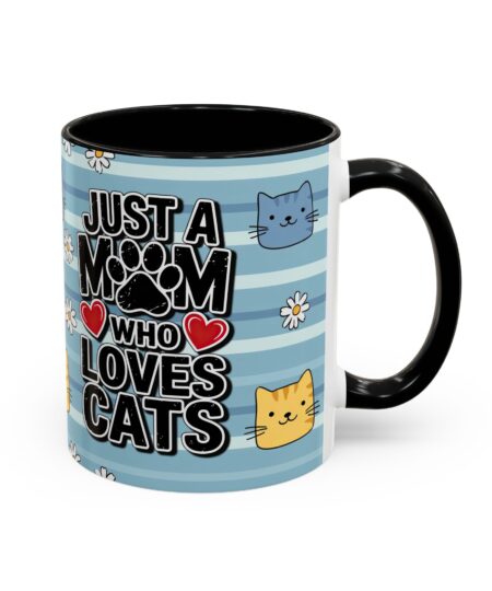 Cat Mom Coffee Mug - "Just a Mom Who Loves Cats" Accent Ceramic Mug