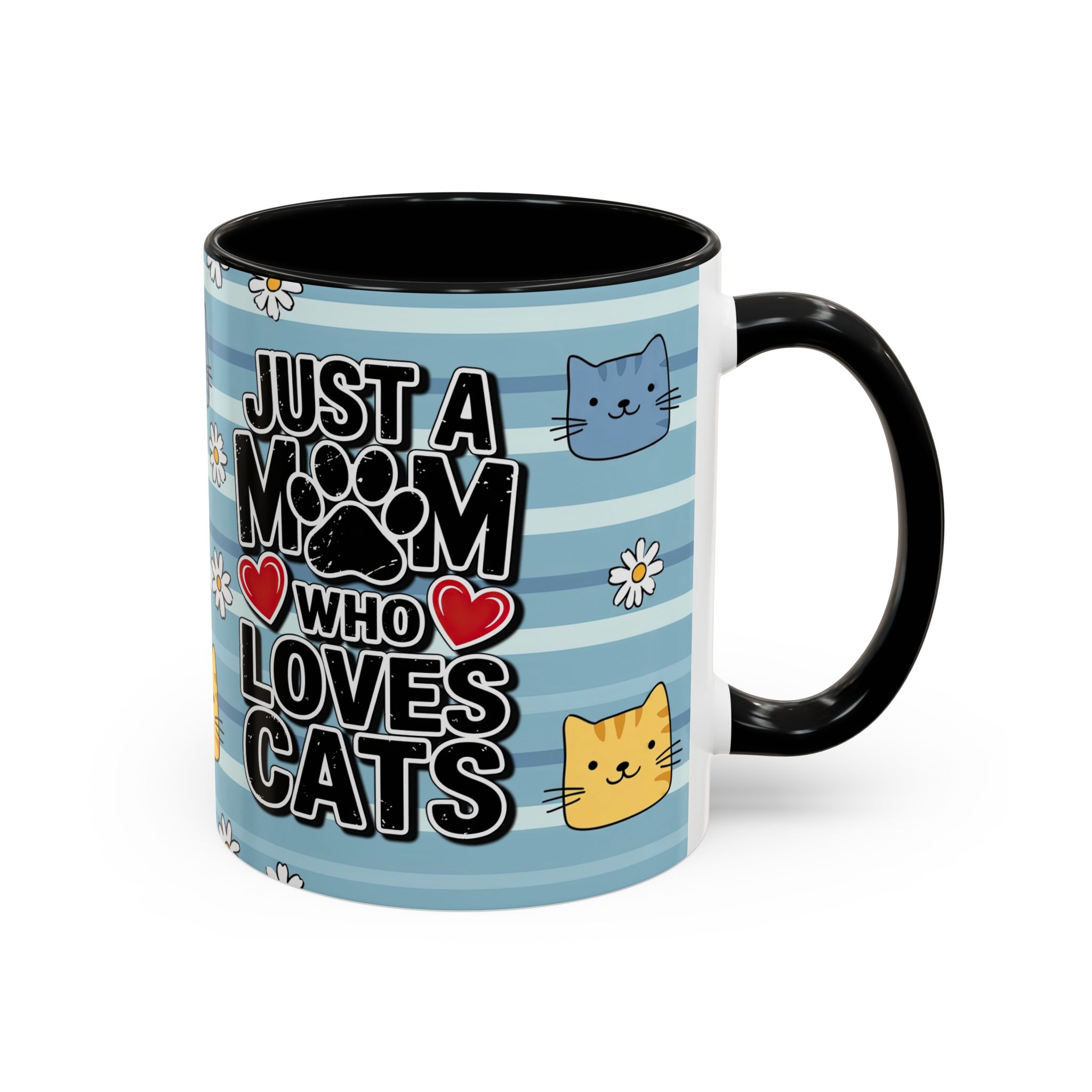 Cat Mom Coffee Mug - "Just a Mom Who Loves Cats" Accent Ceramic Mug