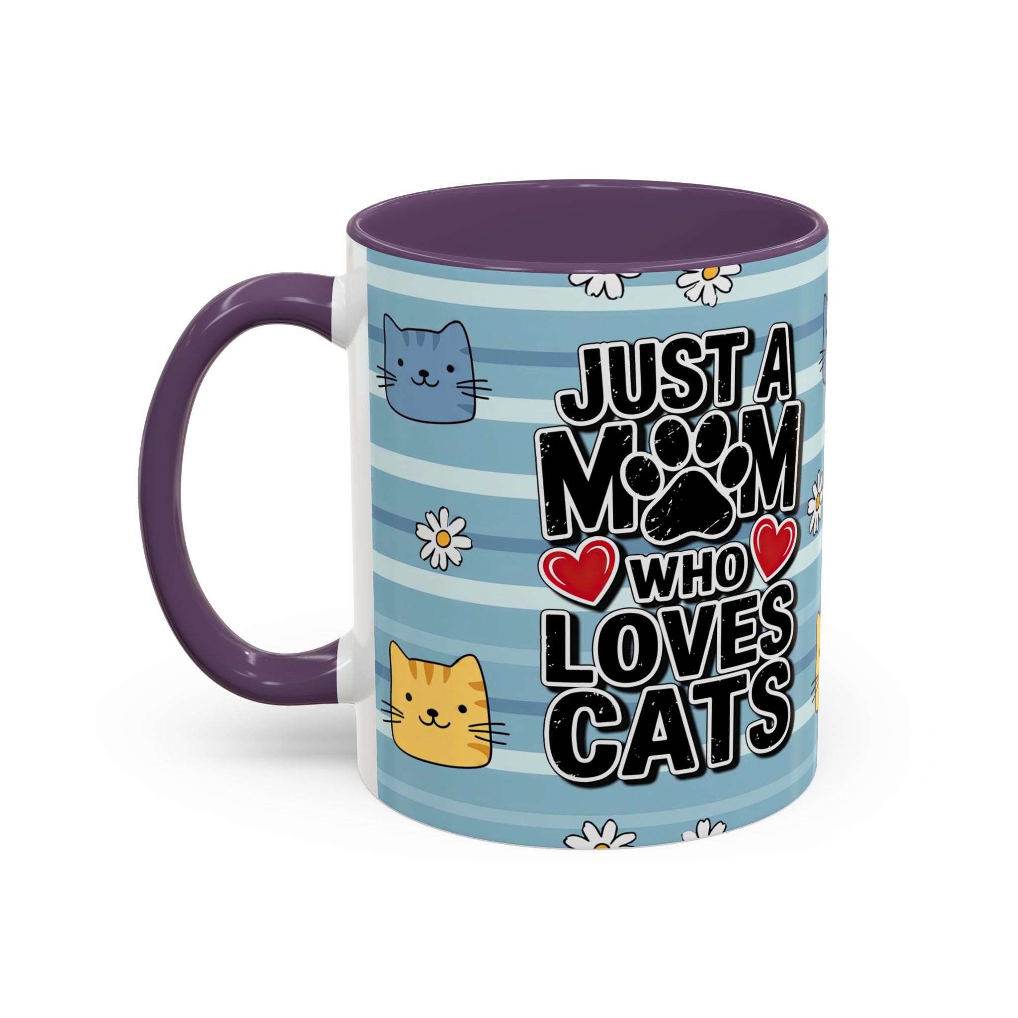 Cat Mom Coffee Mug - "Just a Mom Who Loves Cats" Accent Ceramic Mug - Image 4