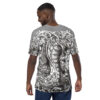 Black and white cobras, skulls, and ornate floral patterns cover this sublimation graphic tee, creating a dramatic and detailed design.