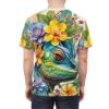 Chameleon graphic, tropical flowers, vibrant sublimation tee, streetwear aesthetic, seamless wrap around print.