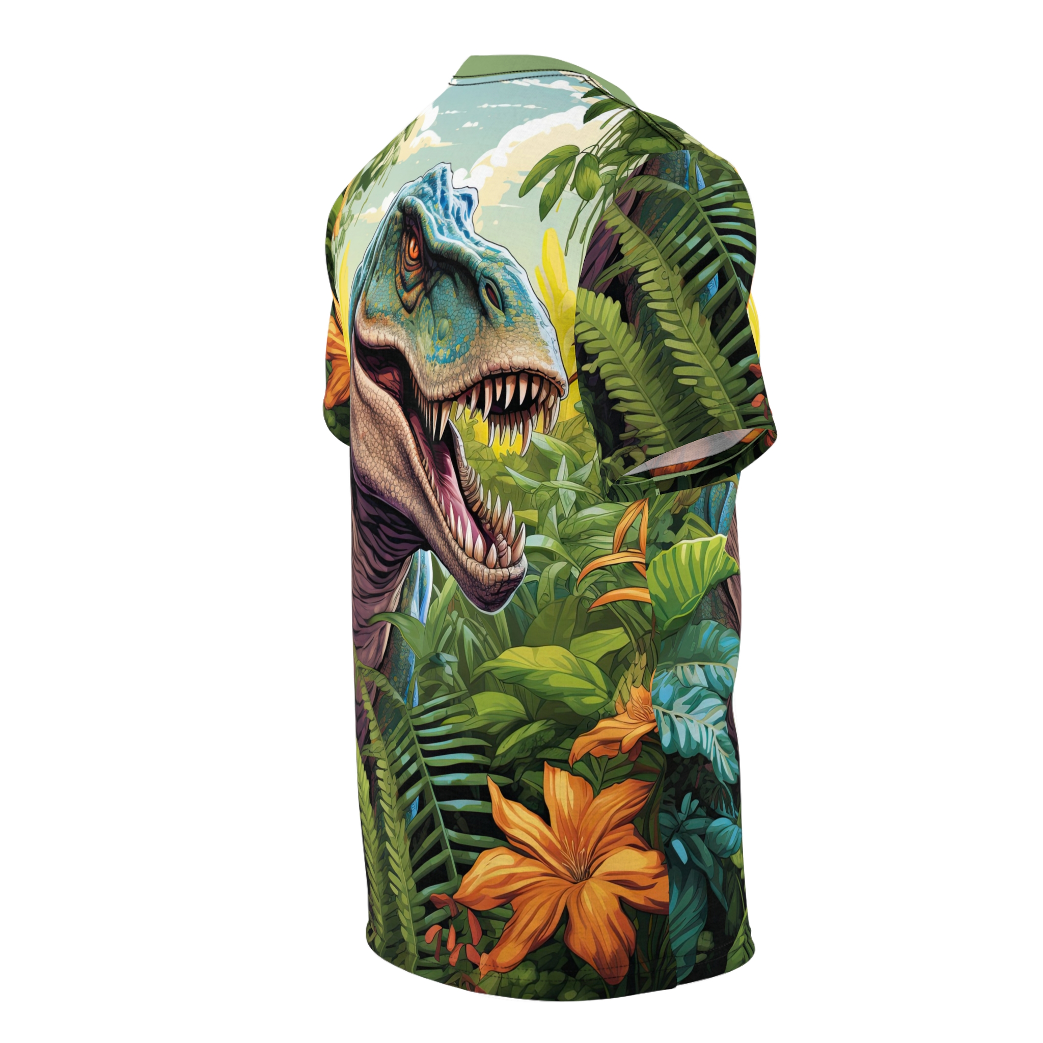 Colorful Dinosaur Unisex All Over Print T-Shirt - Image 4