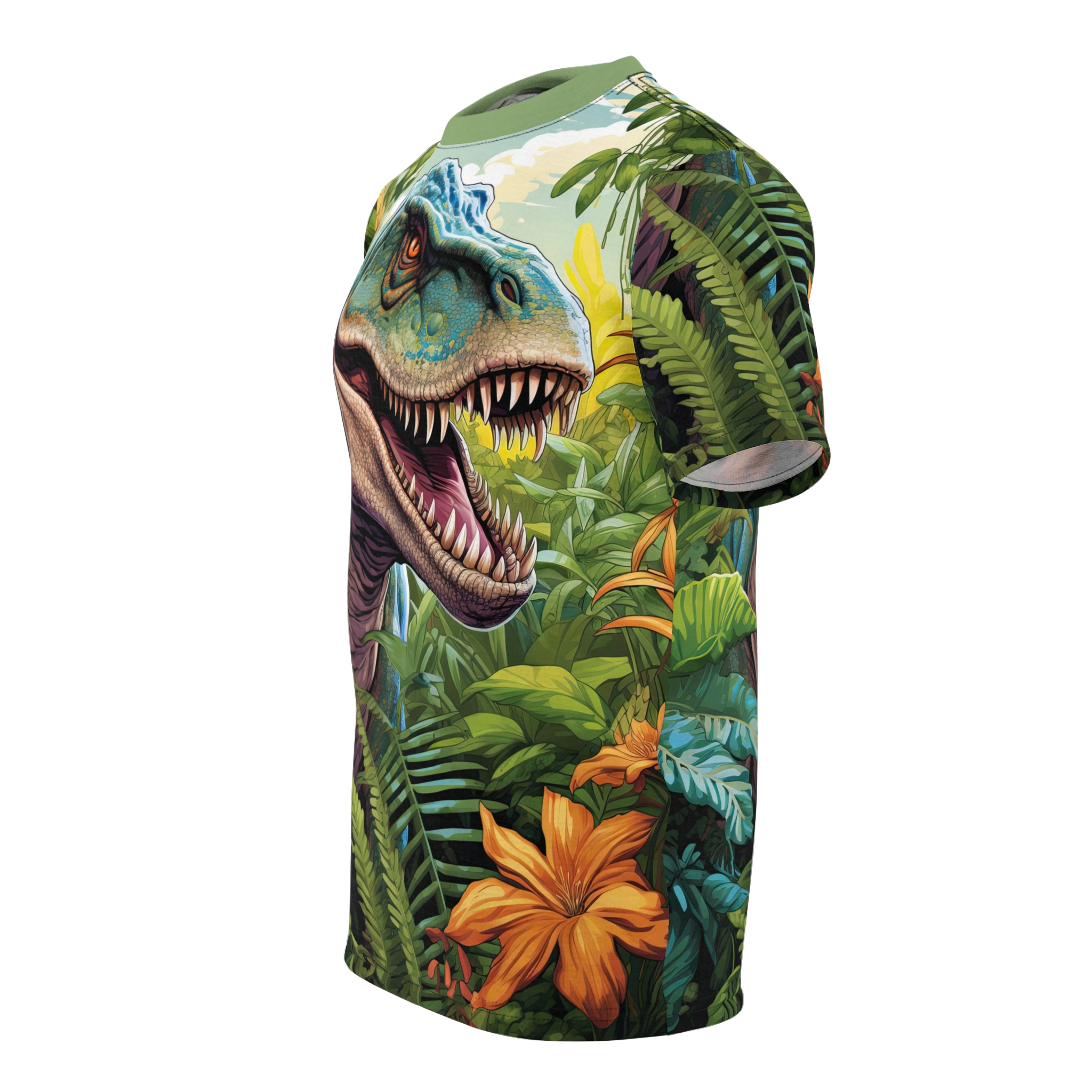 Colorful Dinosaur Unisex All Over Print T-Shirt - Image 3