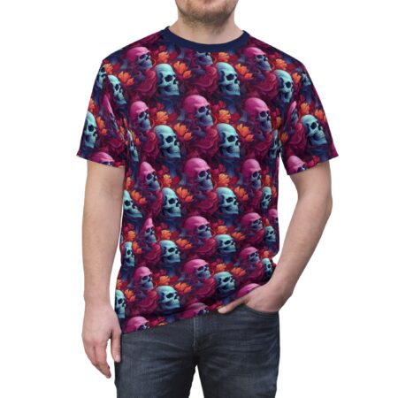 Vibrant Colourful Skull Patterns Unisex Tee – eye-catching full print casual top
