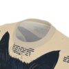 Beige sublimation graphic tee with all-over print of dark blue cat ears and text.