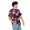 Pink cartoon bats and scattered hearts cover this sublimation graphic tee, with a dark background and subtle bat wing silhouettes.