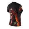 Stunning Day of the Dead skull crown lady tee featuring a vibrant seamless print and 360 wrap-around design with fiery floral details.