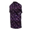 Deep purple, textured dragon scales cover this all over print t-shirt with a fierce vibe.