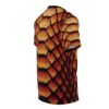 Deep orange and red textured scales cover this full print shirt with a fiery reptile look.
