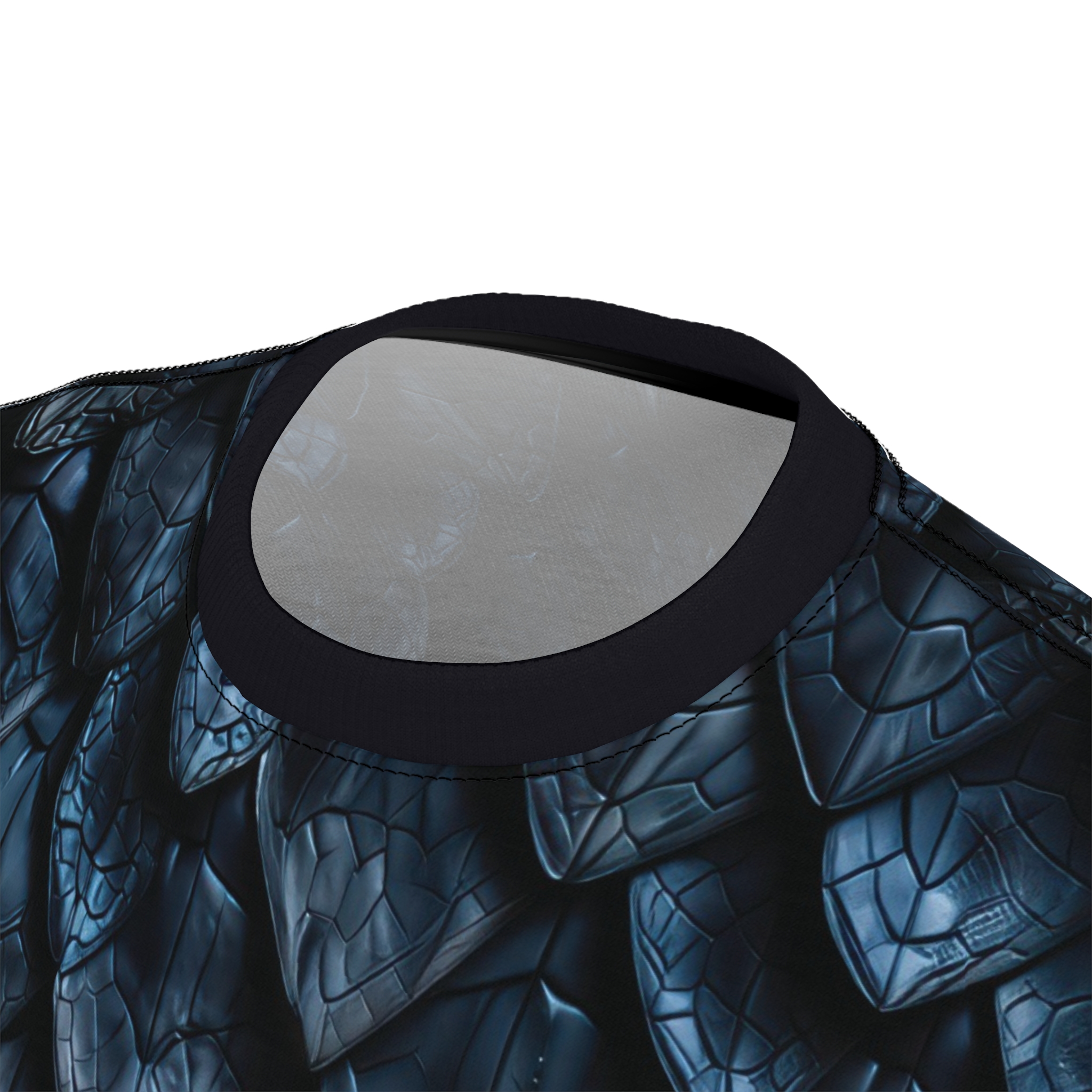 Dark blue, textured dragon scales cover this oversized full print tee with a striking, reptilian vibe.