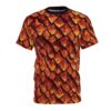 Fiery red and golden dragon scales cover this oversized full print tee.