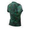 Textured emerald green oil paint patterns cover this all over print apparel, depicting a rugged stone patina canvas.