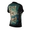 All over print sublimation tee featuring an enchanted letter E with floral vines set against a serene mountain landscape graphic.