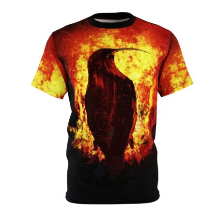 Premium Fiery Raven Unisex All Over Print - Bold Graphic T-Shirt for Edgy Style – soft all-over print unisex tee