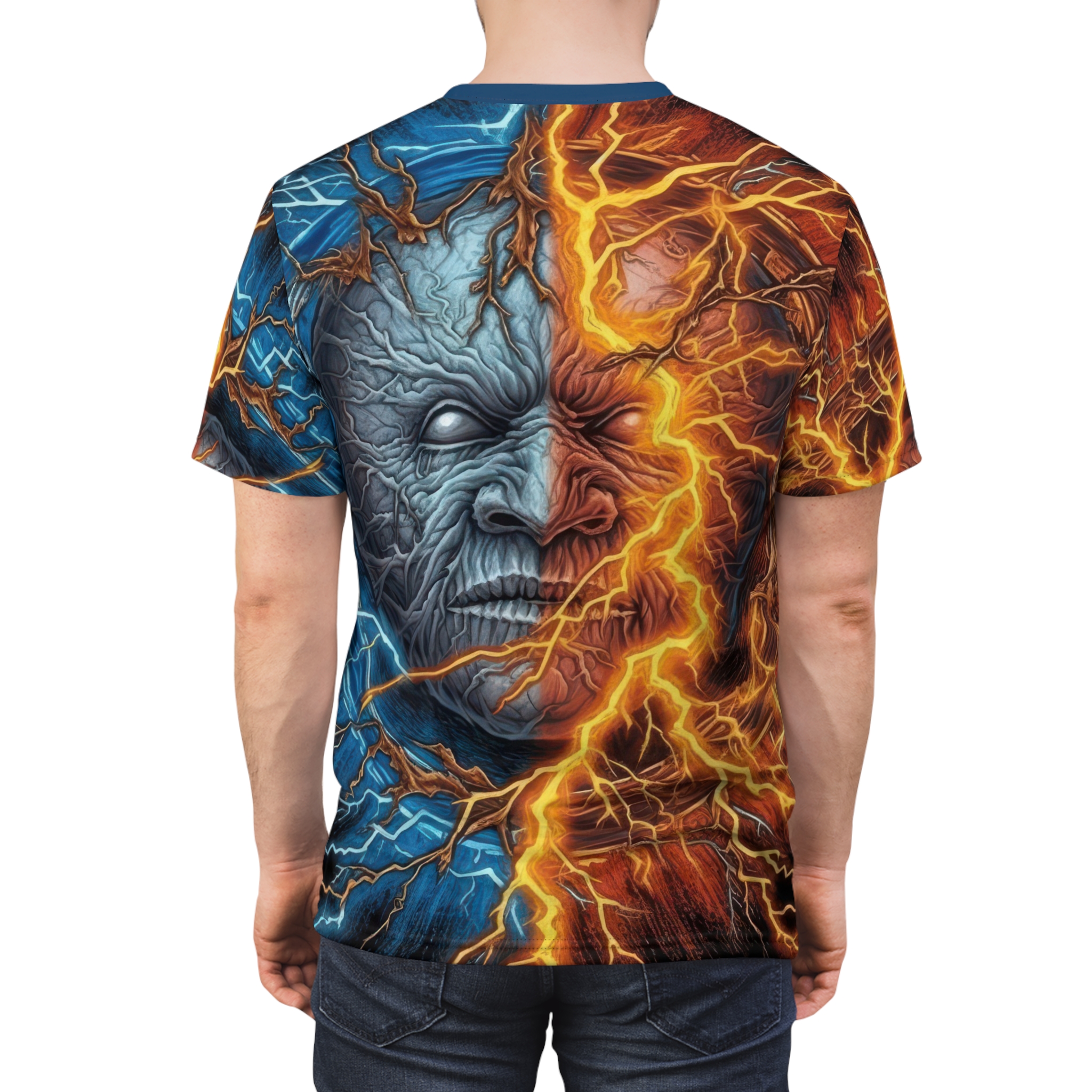 Ice and Fire Elemental Unisex All Over Print Graphic T-Shirt - Image 7