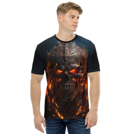 Comfortable Fire Skull Uni-Sex All Over Print T-Shirt – breathable cotton all-over design