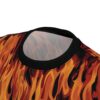 Fiery oranges, reds, and yellows create realistic flame patterns that cover this seamless pattern tee with an intense vibe.