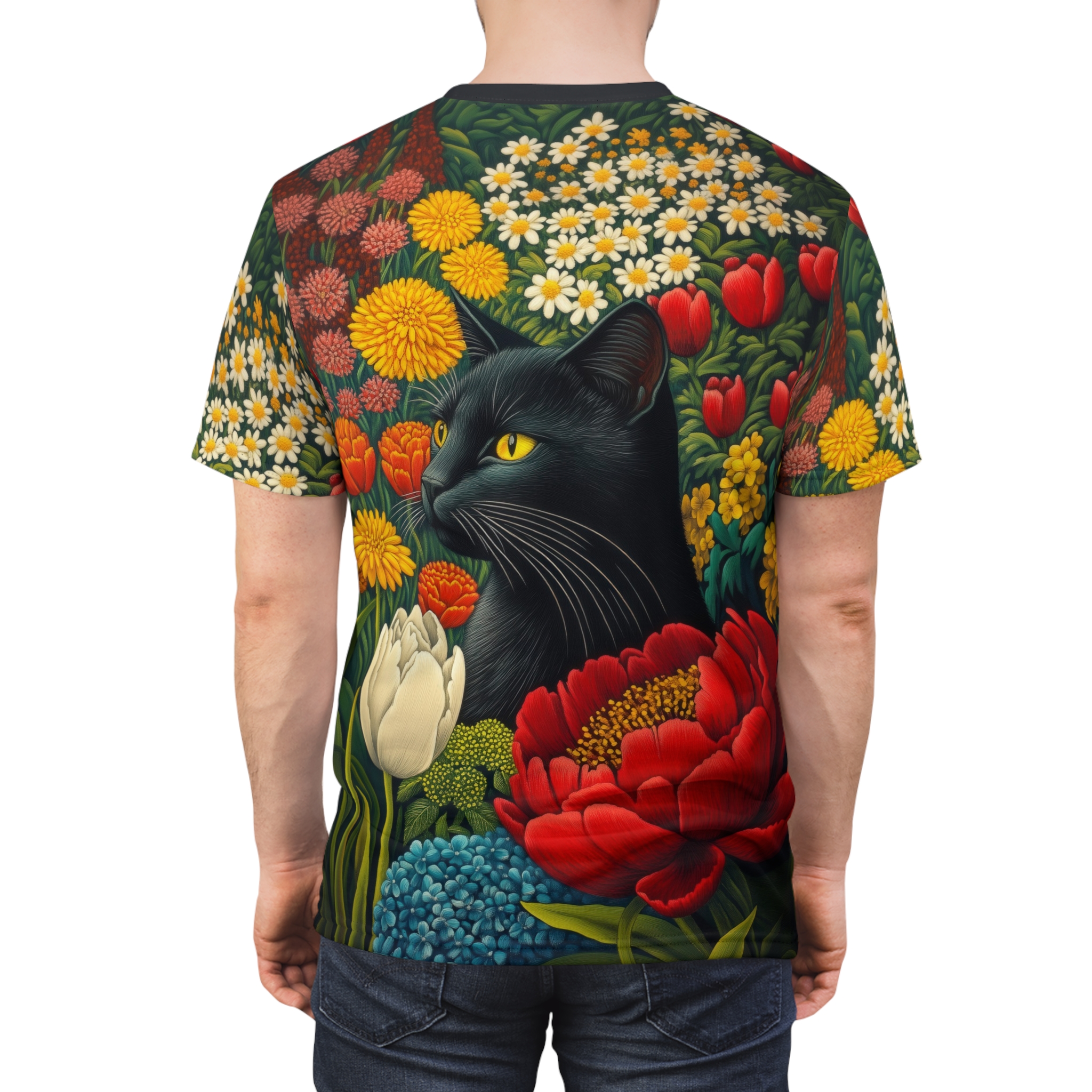 Floral Cat Tee, Vibrant Unisex T-Shirt for Cat Lovers - Image 5