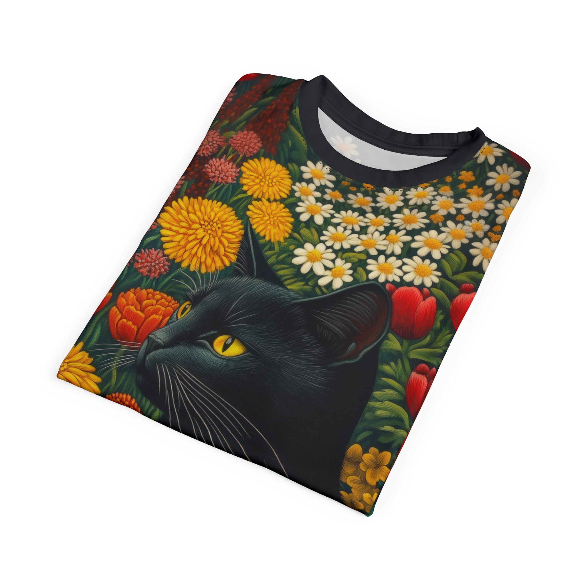 Floral Cat Tee, Vibrant Unisex T-Shirt for Cat Lovers - Image 9