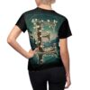 Floral letter E sublimation tee with a serene landscape, mountains, lake, and trees. Features a vintage pattern aesthetic.