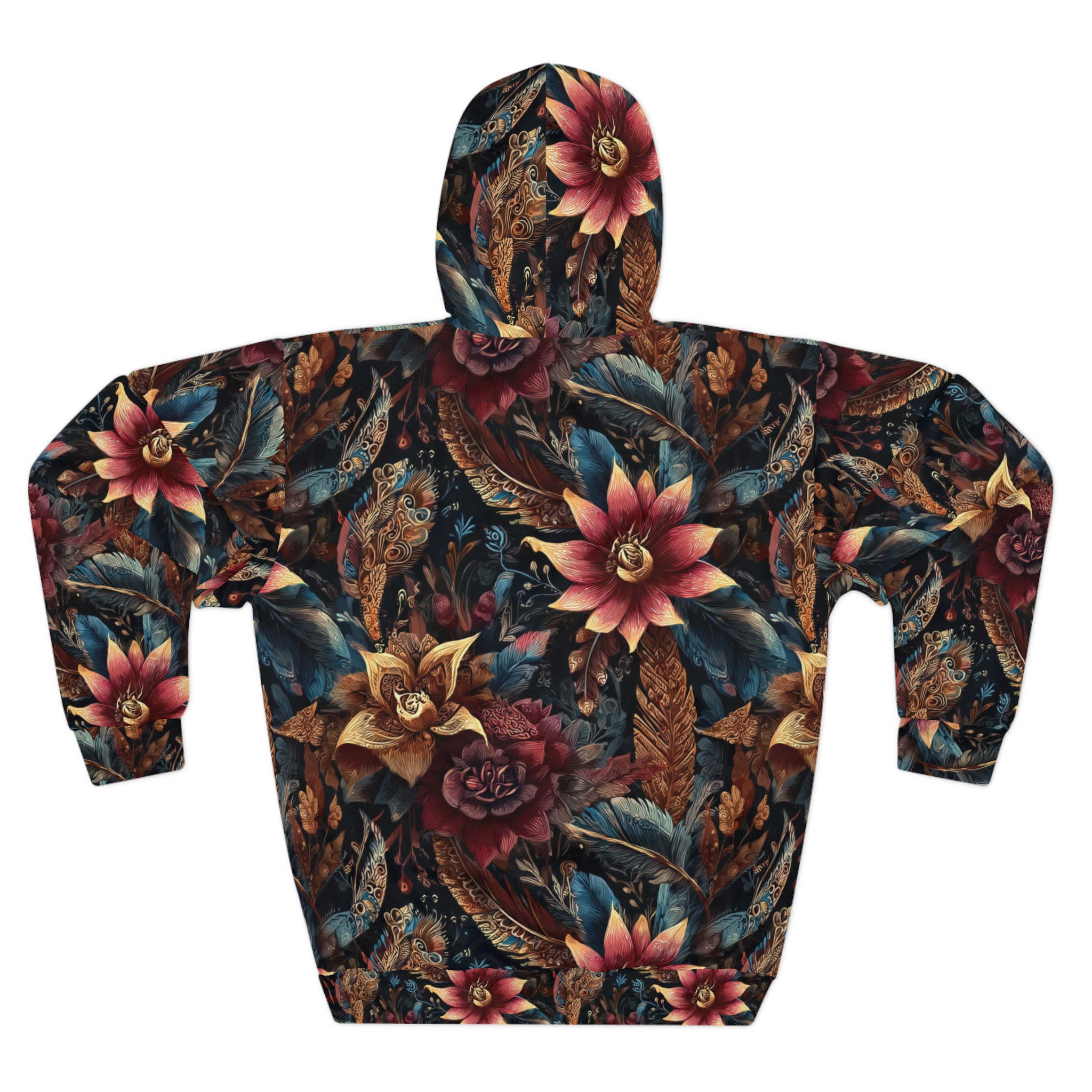 Floral Vintage Hoodie — Dark Boho All-Over Print Pullover