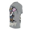 A cartoon elephant wearing jeans, a t-shirt, and boots, with dollar signs for eyes, holding a coffee cup with a dollar sign and standing next to a bag of money.