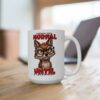 White ceramic mug with a cartoon fox wearing glasses and sarcastic text.