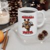 White ceramic coffee mug with a funny giraffe wearing glasses and sarcastic text.