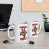 White ceramic coffee mug with a cartoon giraffe wearing glasses, text reads 