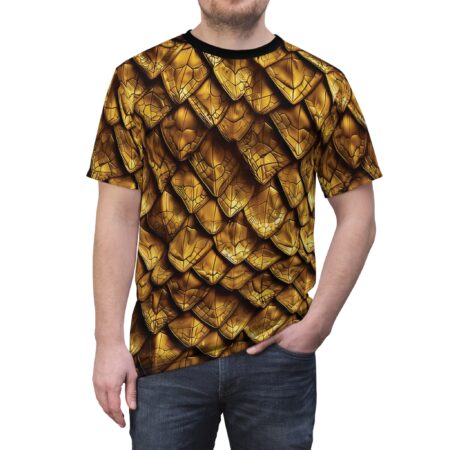Gold Dragon Scale Armor Tee - All Over Print Fantasy T-Shirt
