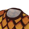 Golden and orange textured dragon scales cover this patterned tee shirt with a fantasy vibe.