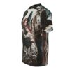 Deep blues, browns, and creams cover this 3D graphic t-shirt, depicting two figures embracing before a gothic castle and dark, gnarled trees.