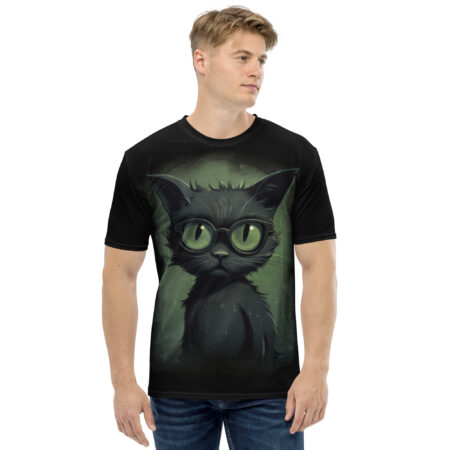 Stylish Green Cat All Over Print T-Shirt – durable everyday unisex apparel