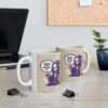 Grim Reaper skeleton in purple robe holding coffee mug, accompanied by a dog, with text bubble 'Too Much Coffee Will Heal You.'